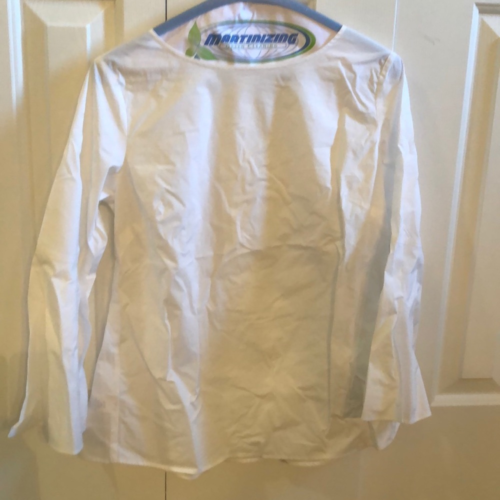 Ann Taylor White blouse flared sleeves and peplum